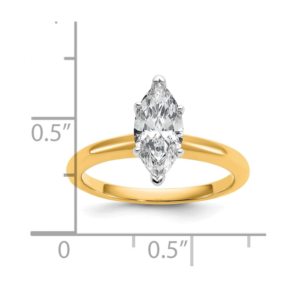 14K Two-Tone Gold Two-tone 1 carat Lab Grown Diamond VS+ F+ Marquise Solitaire Complete Engagement Ring