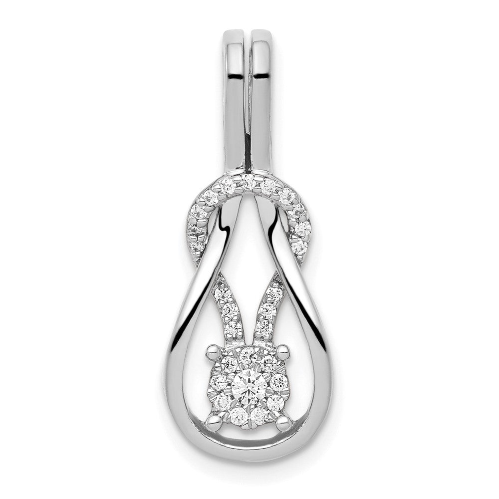 14K White Gold 1/6 carat Diamond Knot Slide Fits up to 2mm Regular/3mm Fancy or Reversible Omega