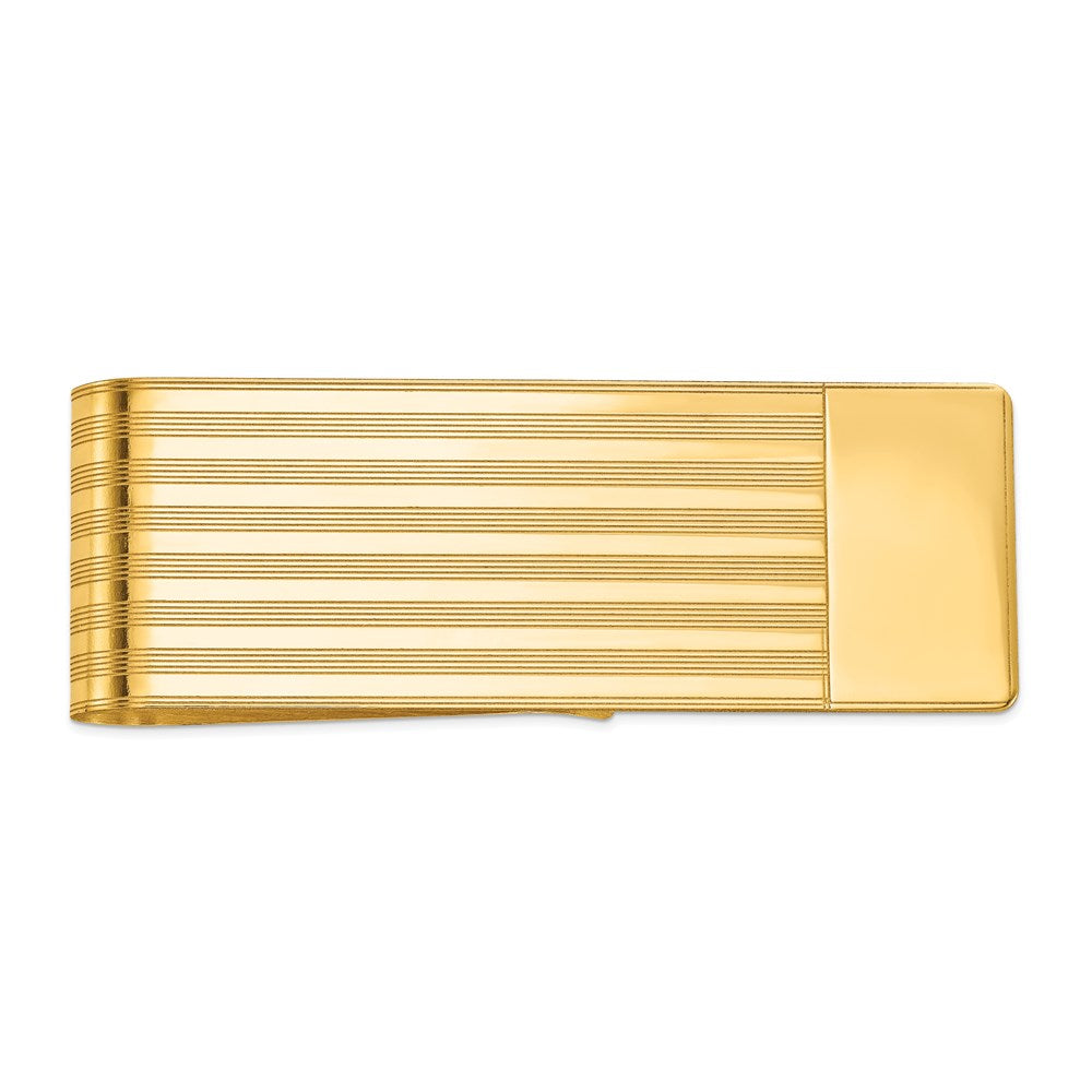 14K Yellow Gold Men's Grooved Polished Money Clip