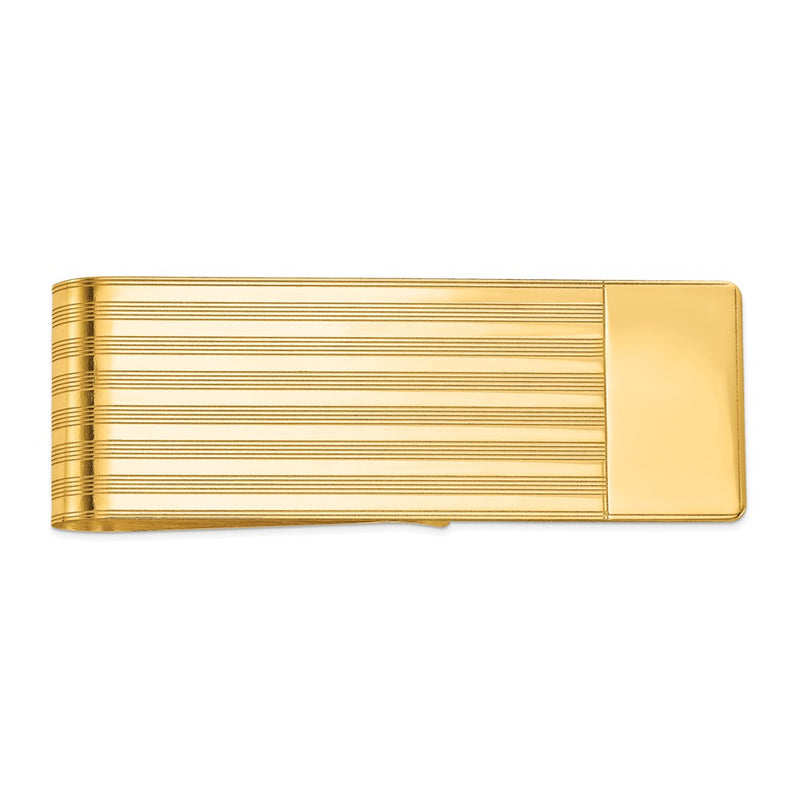14K Yellow Gold Men's Grooved Polished Money Clip