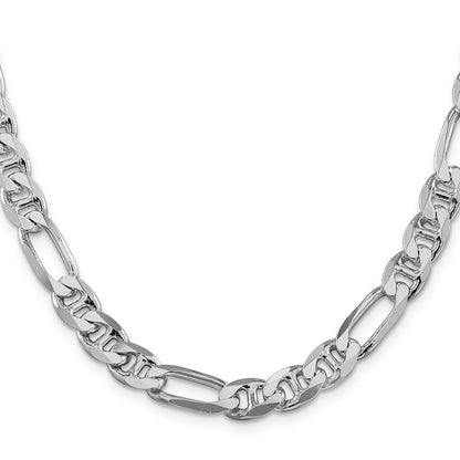Sterling Silver Rhodium-plated 8.25mm Figaro Anchor 20 Inch Chain