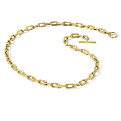 14K Yellow Gold Polished Fancy 5mm Oval Link 18 Inch Toggle Necklace