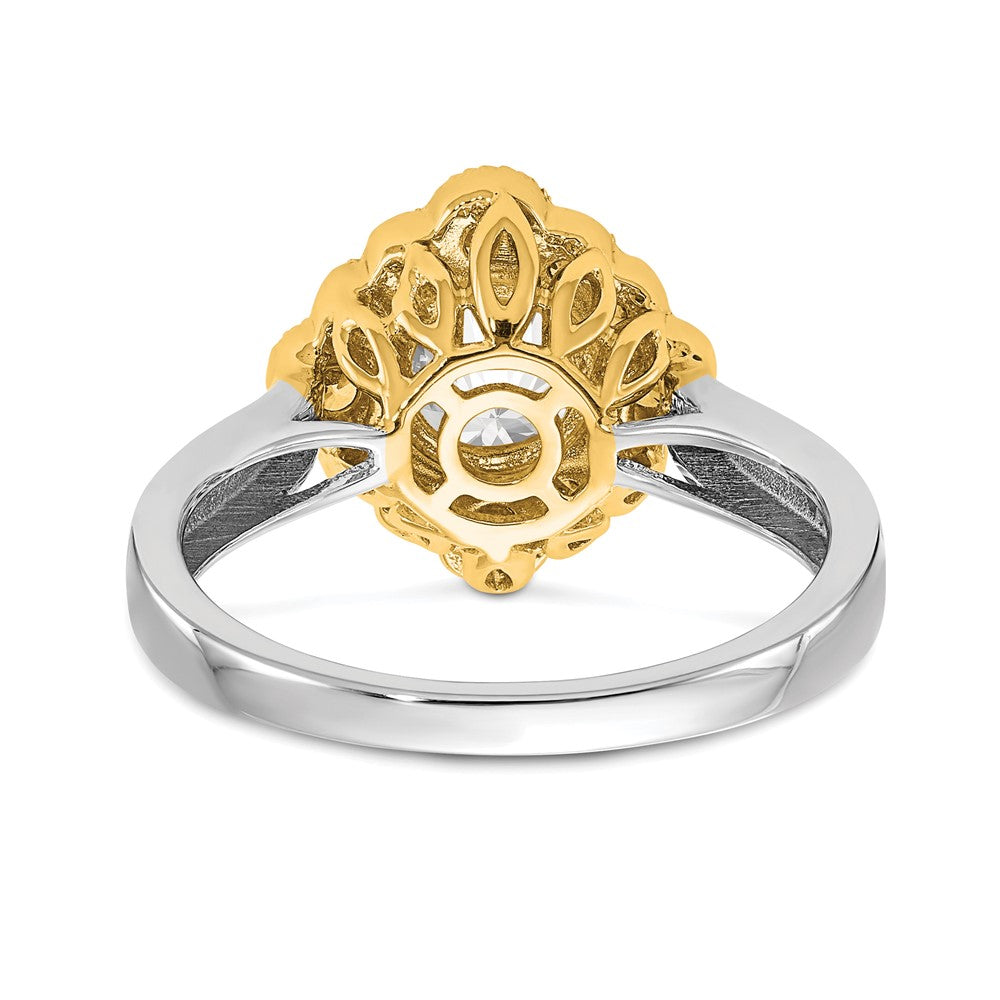 True Origin 14K Two Tone Yellow and White Gold 1/4 carat Lab Grown Diamond VS+ F+ Semi-Mount Round  Halo Engagement Ring