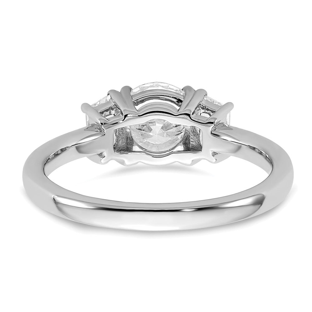 14K White Gold 3/8 carat Lab Grown Diamond VS+ F+ Trapezoid Sidestones Holds 1 carat Center Round Semi Mount Engagement Ring