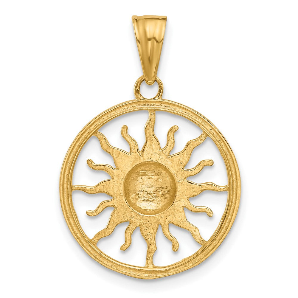 14K Yellow Gold and Rhodium Diamond-cut Sun Pendant