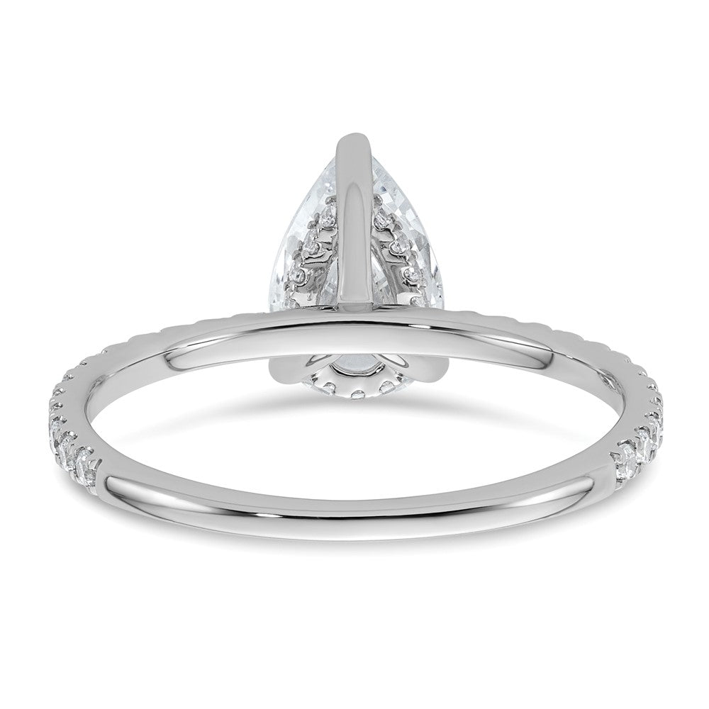 14K White Gold 1 3/8 carat Certified Lab Grown Diamond VS/SI+ G+ Pear Complete Solitaire with Flair Engagement Ring