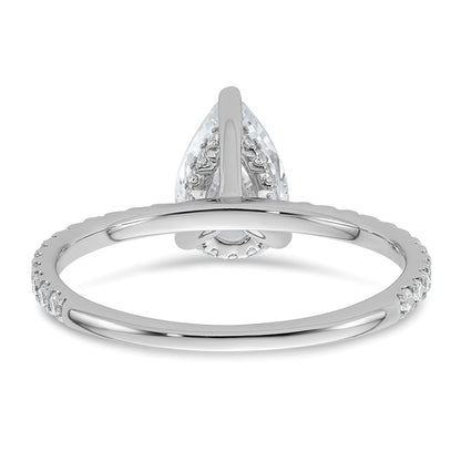 14K White Gold 1 3/8 carat Certified Lab Grown Diamond VS/SI+ G+ Pear Complete Solitaire with Flair Engagement Ring