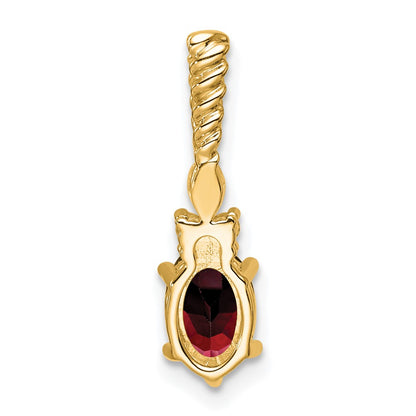14K Yellow Gold Diamond and 7x5 Oval January/Garnet Twisted Chain Slide