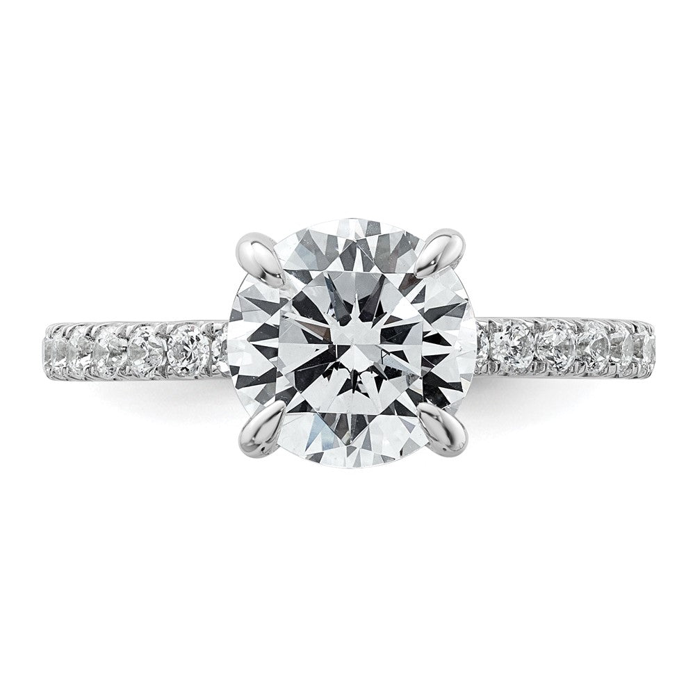 14K White Gold 2 3/8 carat Certified Lab Grown Diamond VS+ F+ Round Complete Solitaire with Flair Engagement Ring