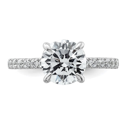 14K White Gold 2 3/8 carat Certified Lab Grown Diamond VS+ F+ Round Complete Solitaire with Flair Engagement Ring