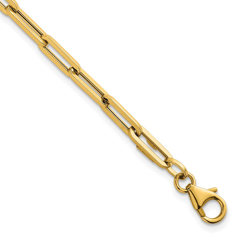 14K Yellow Gold Polished 4mm Paperclip Link 7.5 Inch Bracelet