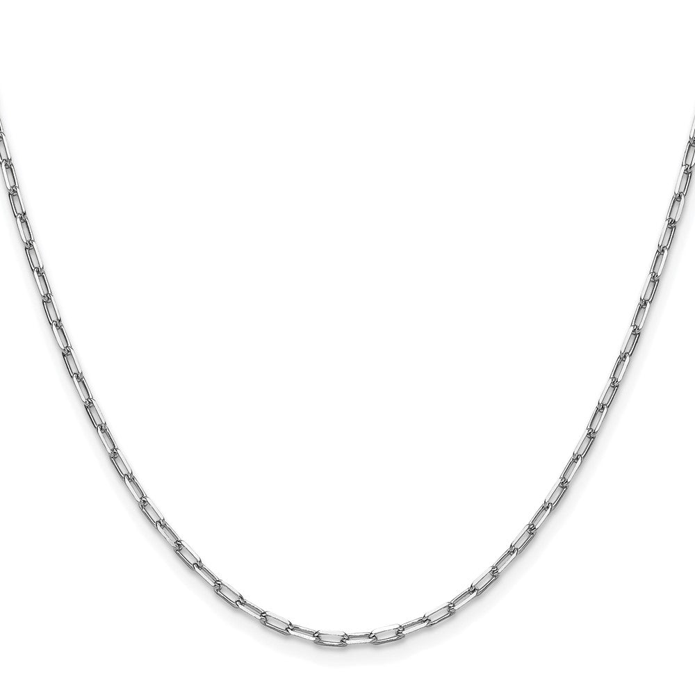 14K White Gold 2.1mm Solid Beveled Paperclip 30 Inch Chain