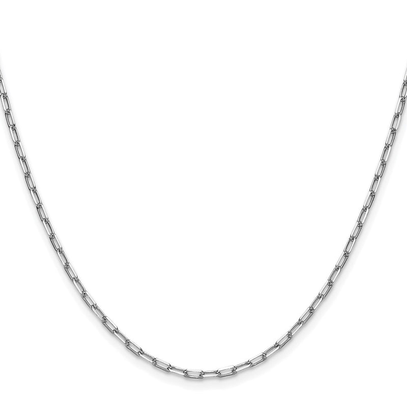 14K White Gold 2.1mm Solid Beveled Paperclip 30 Inch Chain