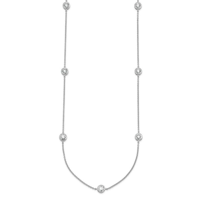 14K White Gold 1 3/4 carat Lab Grown Diamond VS/SI+ G+ Complete 16 Inch Seven Station Necklace