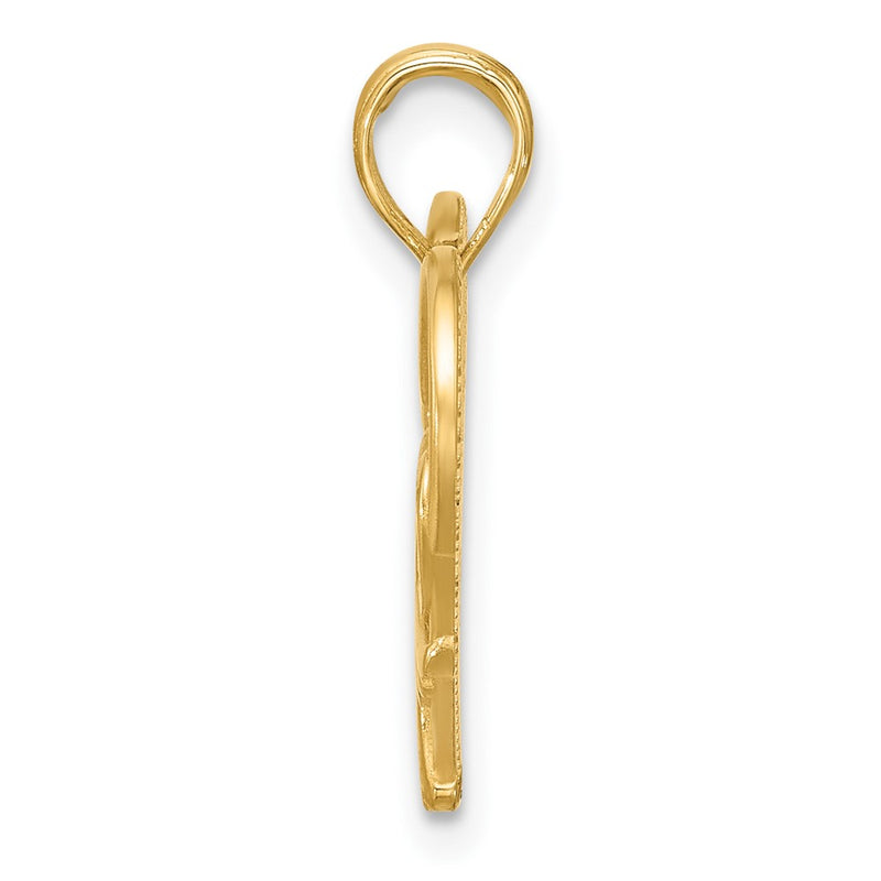 14K Yellow Gold Polished and Brushed Fancy Scrolled Heart Charm