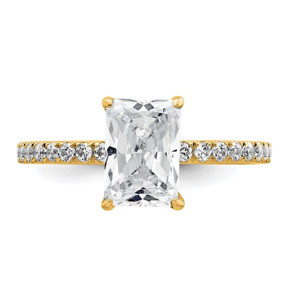14K Yellow Gold 2 carat Certified Lab Grown Diamond VS/SI+ G+ Radiant Complete Solitaire with Flair Engagement Ring