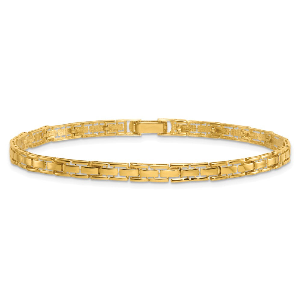 14K Yellow Gold Polished 4.25mm Fancy Link 7.5 Inch Bracelet