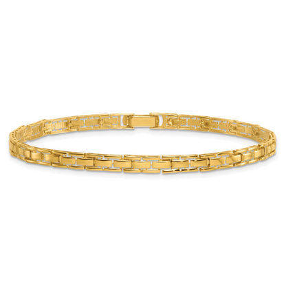 14K Yellow Gold Polished 4.25mm Fancy Link 7.5 Inch Bracelet