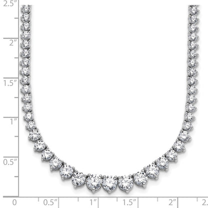 14K White Gold 15 1/10 carat Lab Grown Diamond VS+ F+ Complete Round 16 Inch Graduated Tennis Necklace