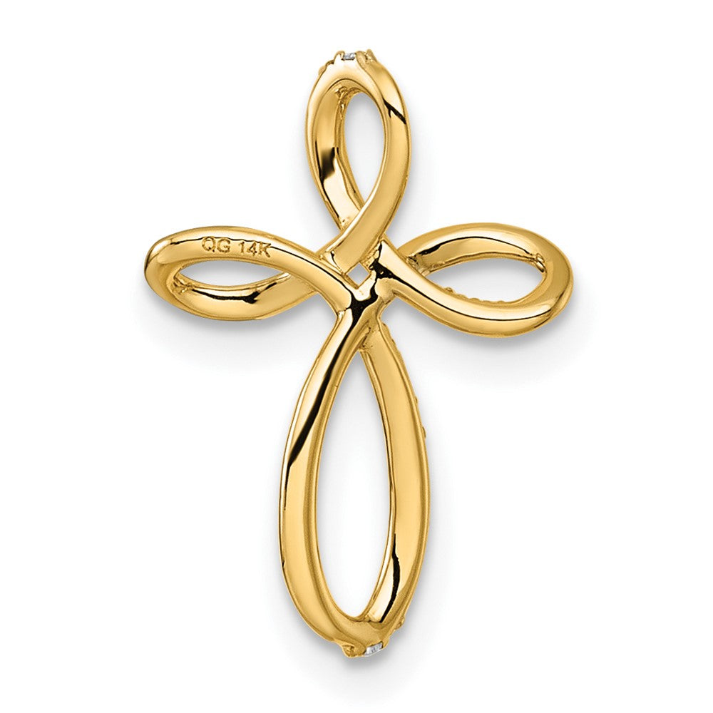 14K Yellow Gold 1/10 carat Diamond Cross Chain Slide