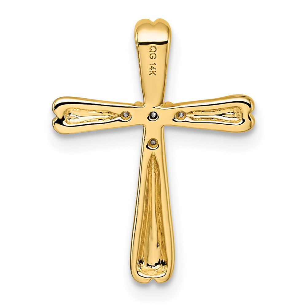 14K Yellow Gold 1/10 carat Diamond 5-Stone Cross Slide Pendant