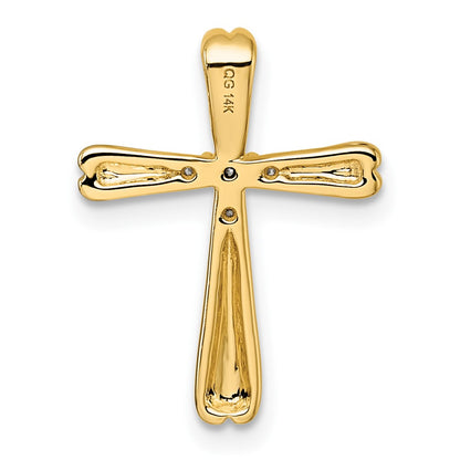 14K Yellow Gold 1/10 carat Diamond 5-Stone Cross Slide Pendant