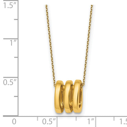 14K Yellow Gold Polished 3 Oval Rings 16 Inch Necklace Plus 2 Inch Extender