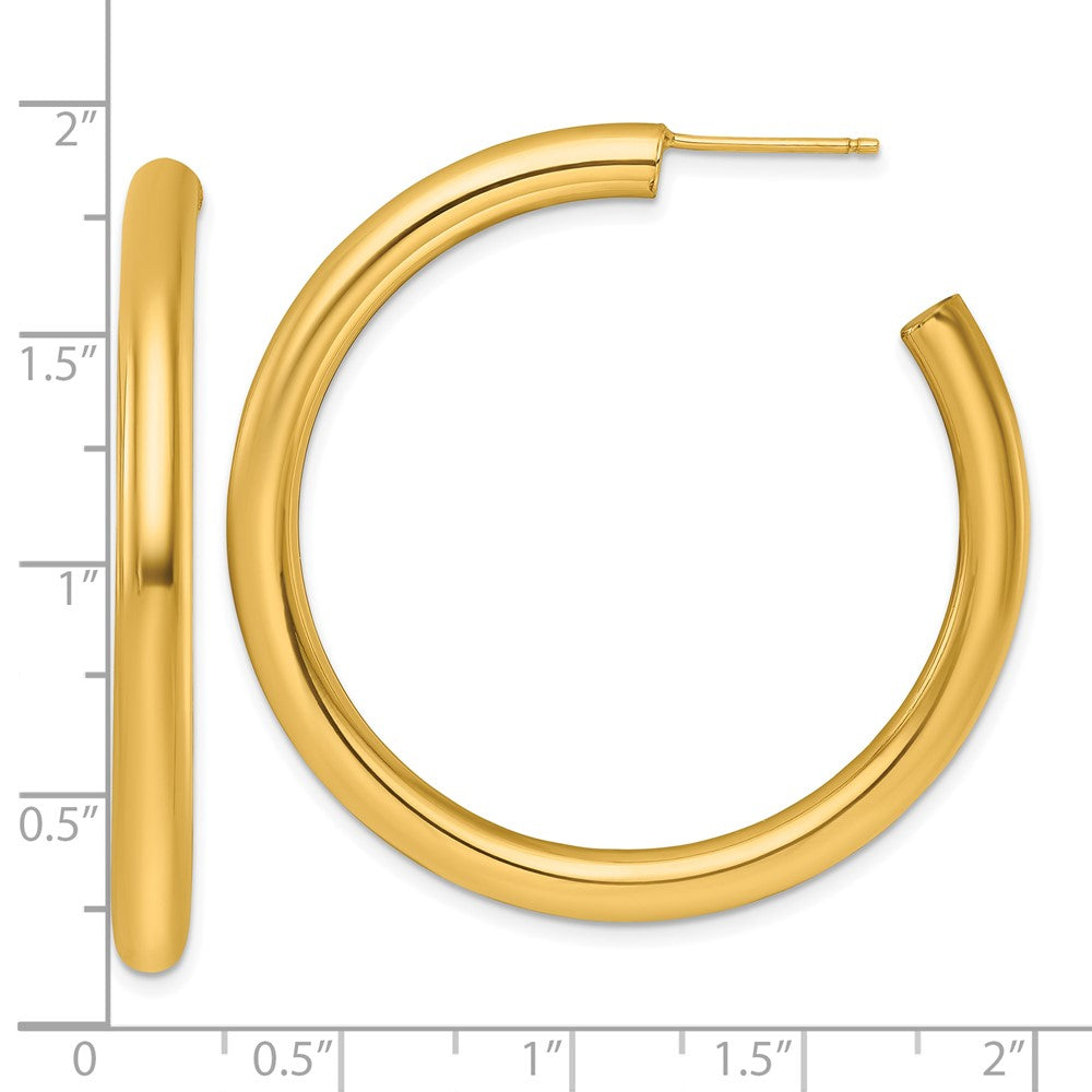 14K Yellow Gold Polished 4.0 x 45mm Tube C-Hoop Post Earrings