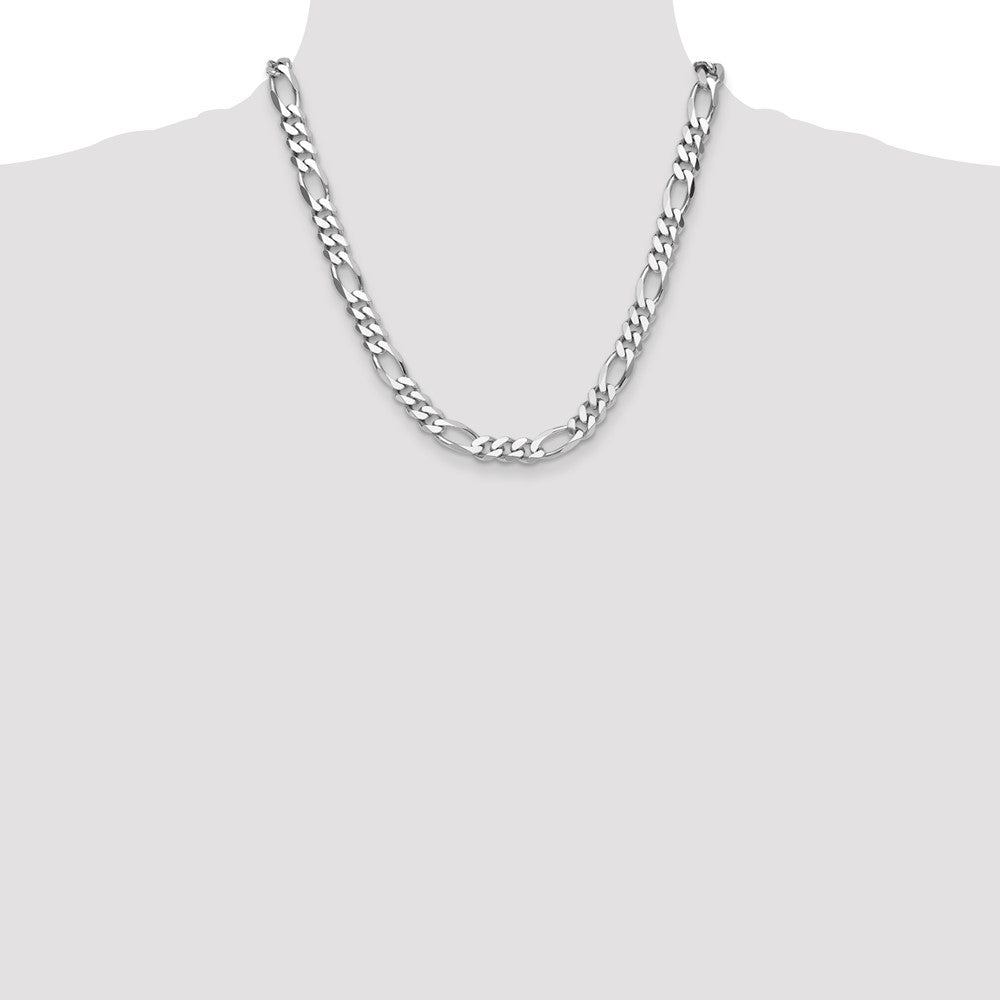 Sterling Silver Rhodium-plated 10.2mm Figaro 20 Inch Chain