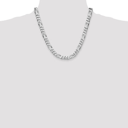 Sterling Silver Rhodium-plated 10.2mm Figaro 20 Inch Chain