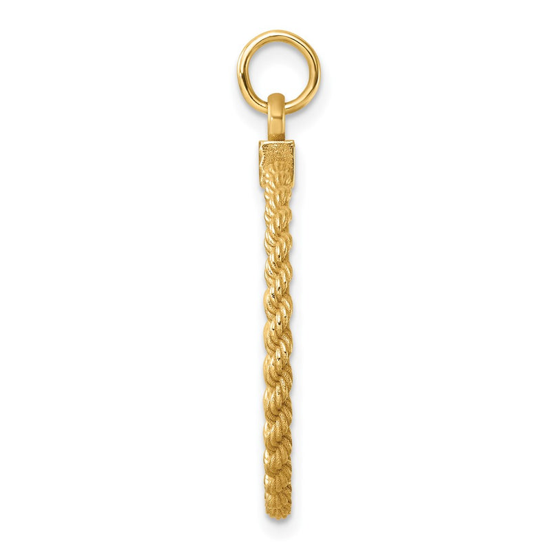 14K Yellow Gold Plain .013 Gauge Round Engravable 24.9mm Disc with Rope Edge Charm