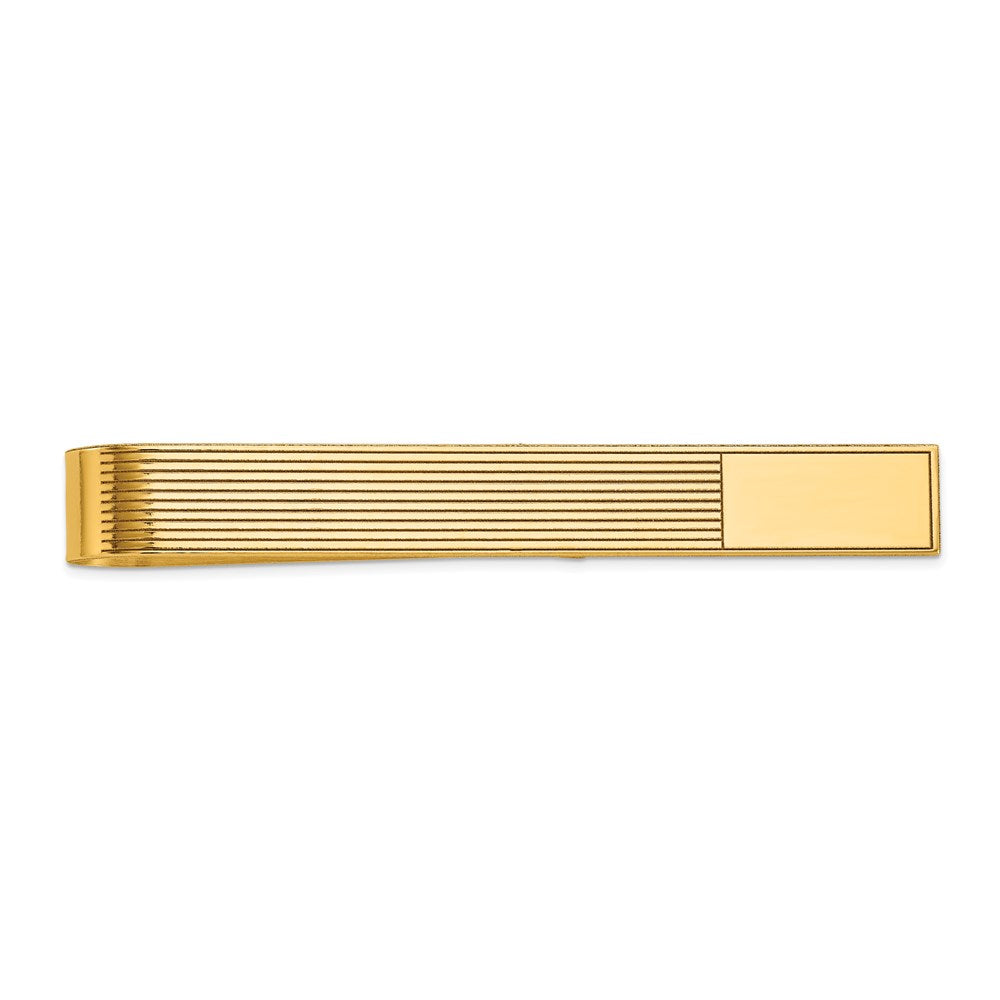 14K Yellow Gold Men's Grooved Engravable Tie Bar