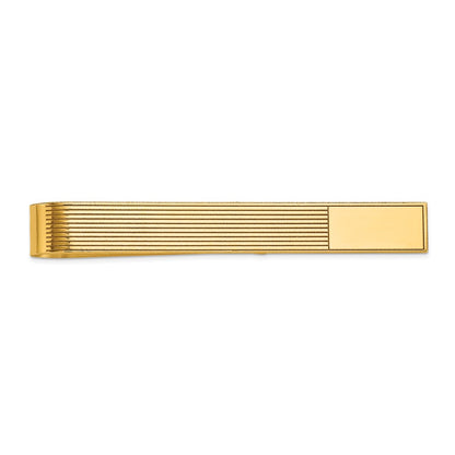 14K Yellow Gold Men's Grooved Engravable Tie Bar