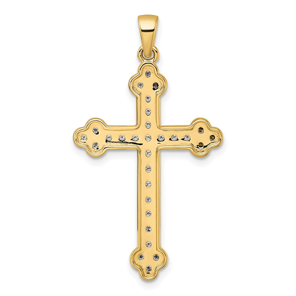 14K Yellow Gold 1/4 carat Diamond Cross Pendant