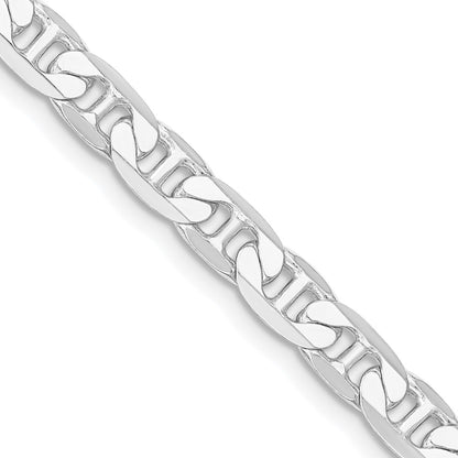 Sterling Silver Rhodium-plated 7mm Flat Anchor 24 Inch Chain