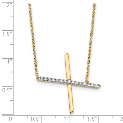 14K Yellow Gold Sideways Diamond Initial X 18 Inch Necklace