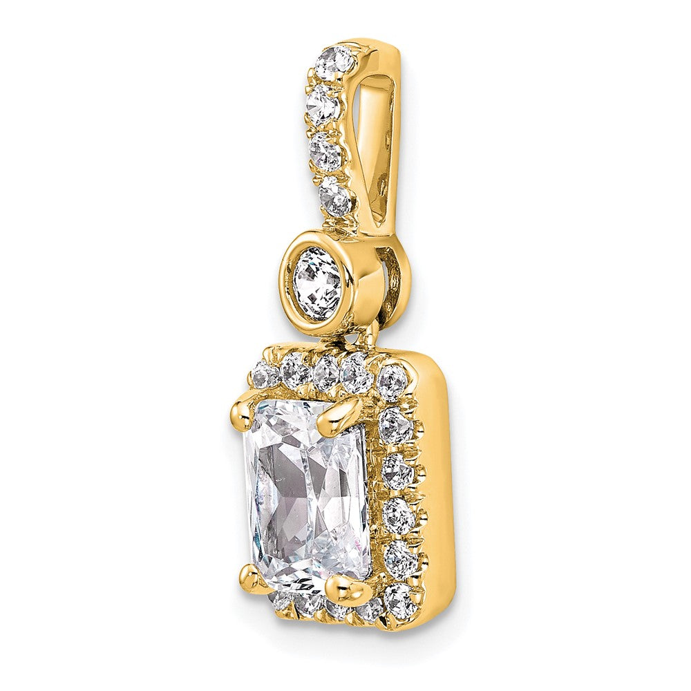 14K Yellow Gold 2 carat Lab Grown Diamond VS/SI+ G+ Radiant Complete Halo Pendant