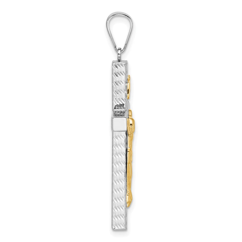 14K Two-Tone Gold Two-tone Polished and Diamond-cut Crucifix Pendant