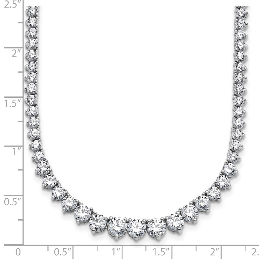 14K White Gold 15 1/10 carat Certified Lab Grown Diamond VS+ F+ Complete Round 16 Inch Graduated Tennis Necklace