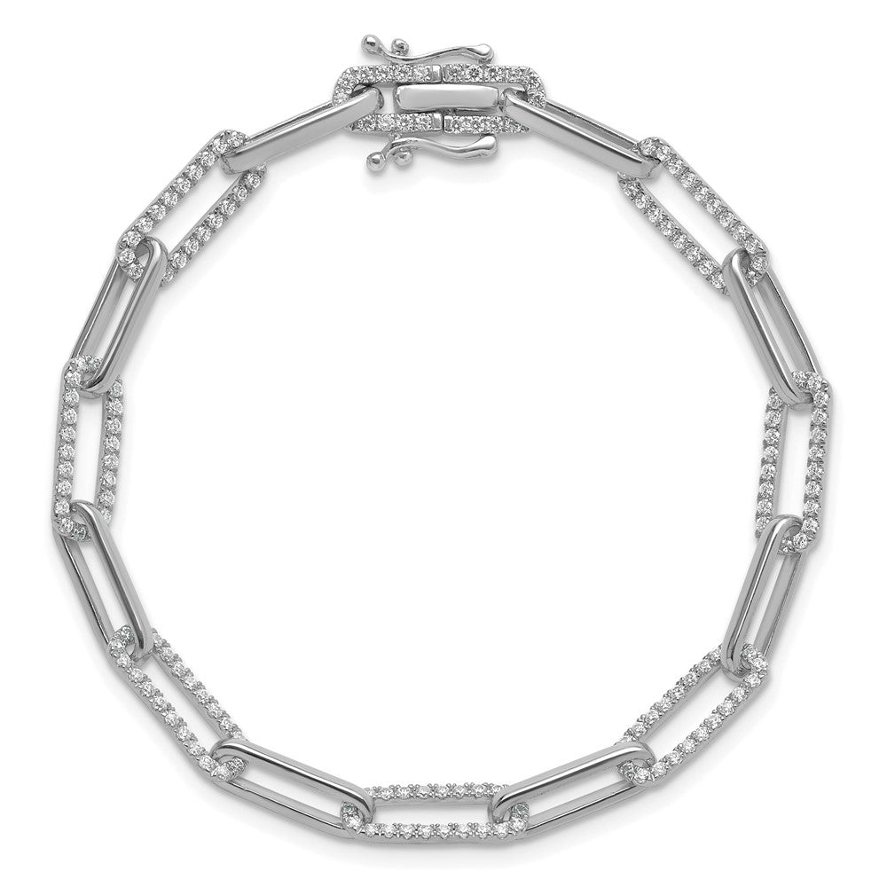 14K White Gold Polished Complete 1.4 carat Diamond Paperclip Link 7 Inch Bracelet