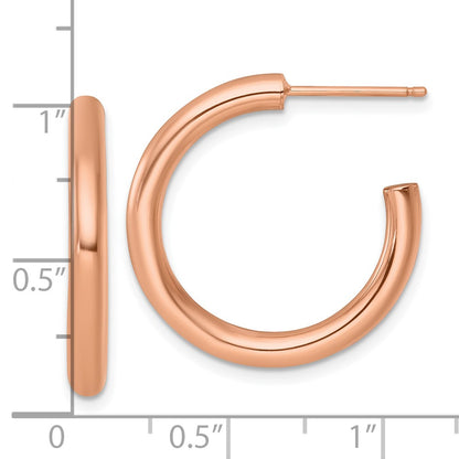 14K Yellow Gold Polished 3.0 x 25mm Tube C-Hoop Post Earrings