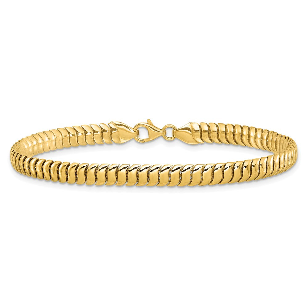 14K Yellow Gold Polished 5mm Fancy Herringbone Link Chain Bracelet