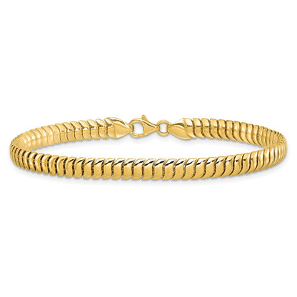 14K Yellow Gold Polished 5mm Fancy Herringbone Link Chain Bracelet