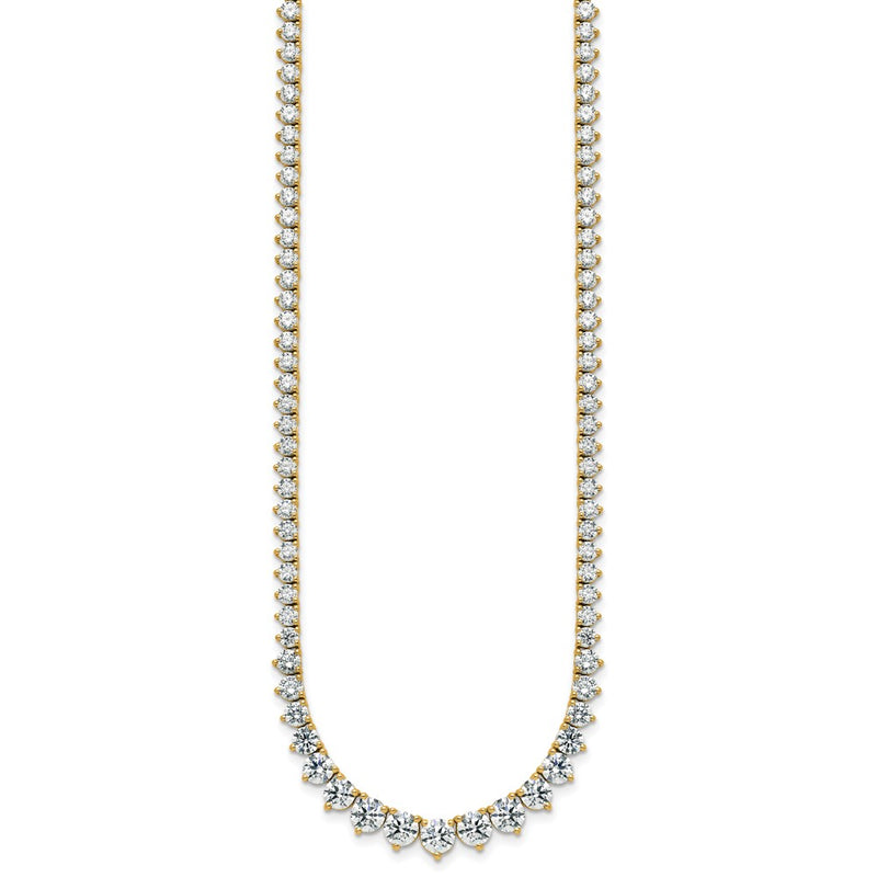 14K Yellow Gold 11 5/8 carat Certified Lab Grown Diamond VS+ F+ Complete Round 20 Inch Graduated Tennis Necklace