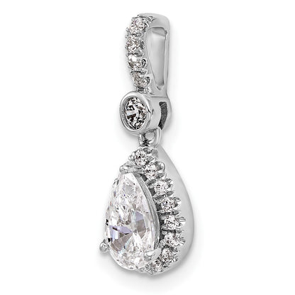 14K White Gold 1 carat Certified Lab Grown Diamond VS/SI+ G+ Pear Complete Halo Pendant