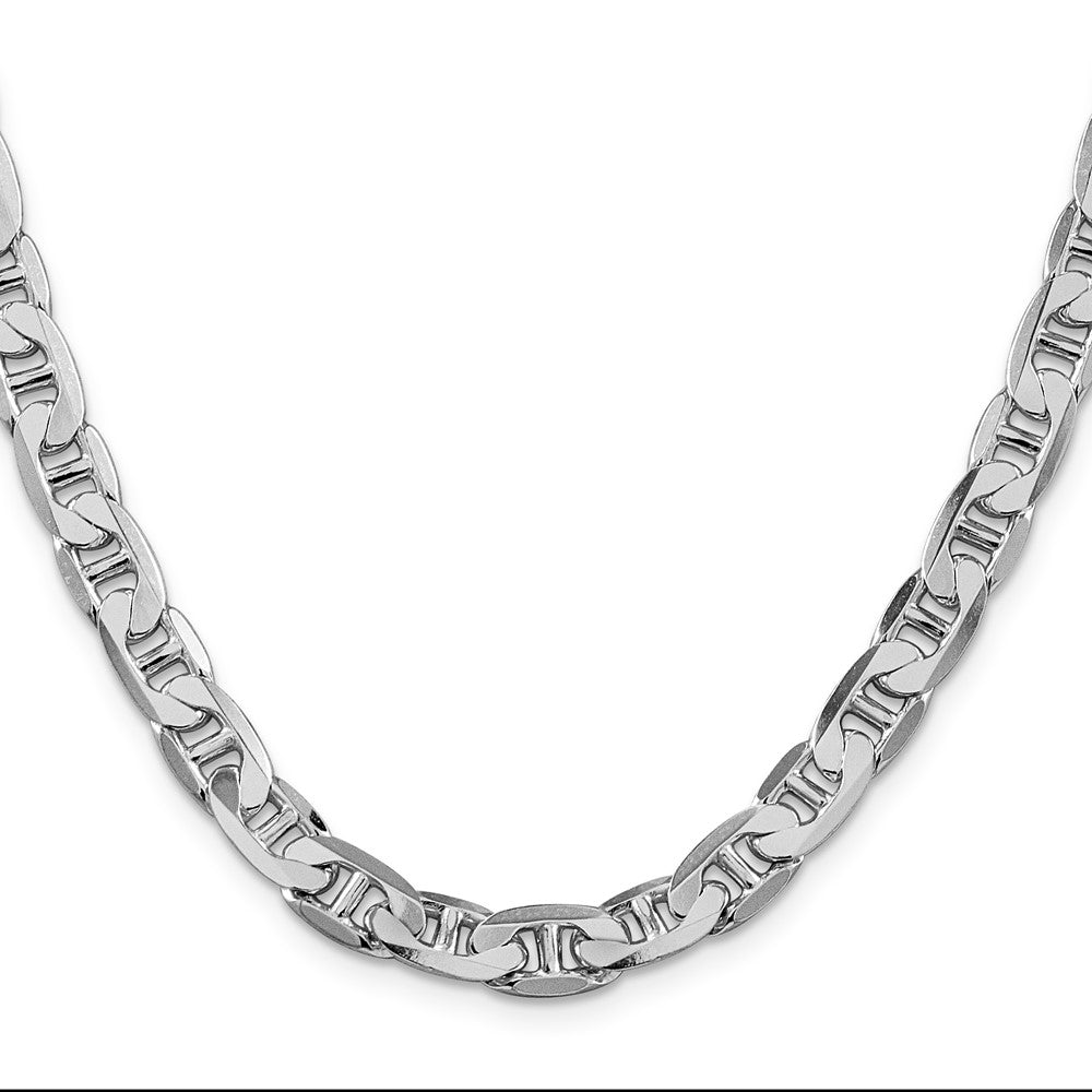 Sterling Silver Rhodium-plated 7mm Flat Anchor 20 Inch Chain