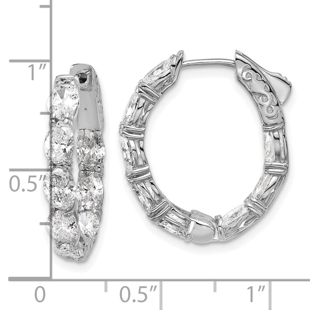 14K White Gold 4 carat Lab Grown Diamond VS+ F+ Oval and Round Complete In and Out Hoop Earrings