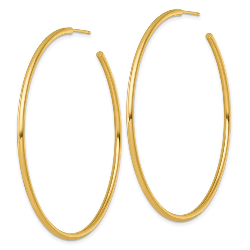 14K Yellow Gold Polished 2.0 x 60mm Tube C-Hoop Post Earrings
