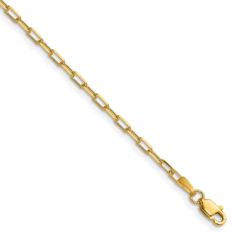 14K Yellow Gold 2.1mm Solid Beveled Paperclip 26 Inch Chain