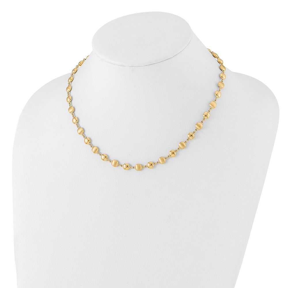 14K Yellow Gold Polished and Satin 5.5mm Puffed Circles 17.75 Inch Necklace